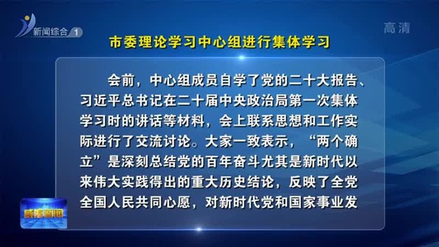 市委理论学习中心组进行集体学习