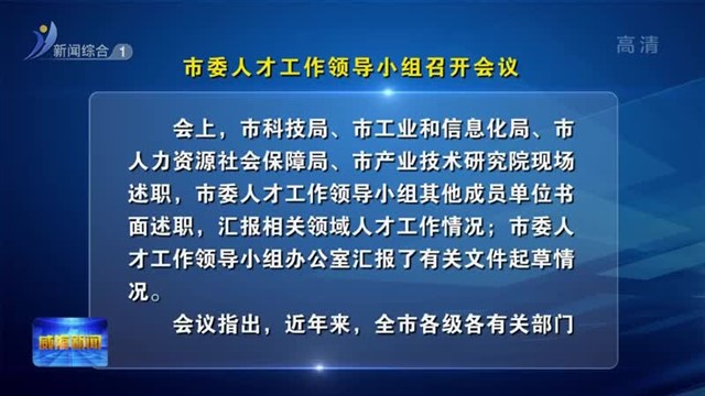 市委人才工作领导小组召开会议