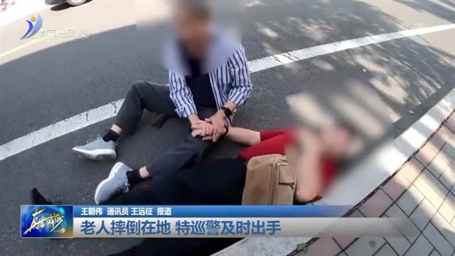 老人摔倒在地 特巡警及时出手