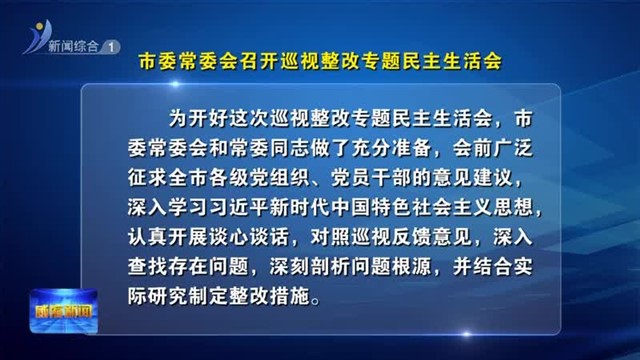 市委常委会召开巡视整改专题民主生活【威海广电讯】