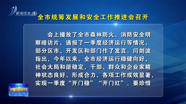全市统筹发展和安全工作推进会召开