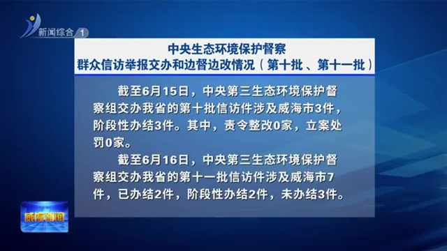 中央生态环境保护督察群众信访举报交办和边督边改情况（第十批、第十一批）