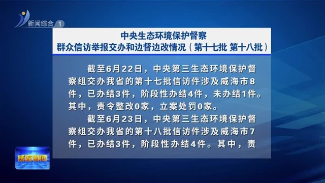中央生态环境保护督察群众信访举报交办和边督边改情况 （第十七批 第十八批）