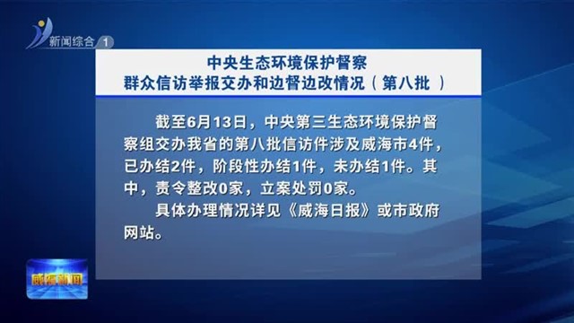 中央生态环境保护督察群众信访举报交办和边督边改情况（第八批）