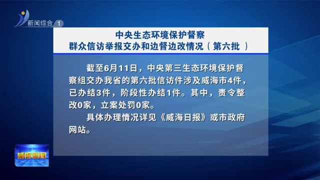 中央生态环境保护督察群众信访举报交办和边督边改情况（第六批）