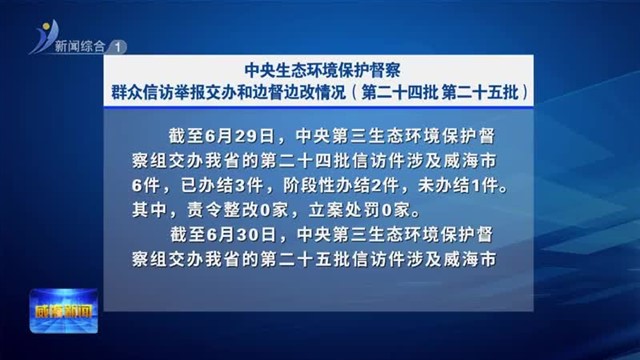 中央生态环境保护督察群众信访举报交办和边督边改情况（第二十四批、二十五批）