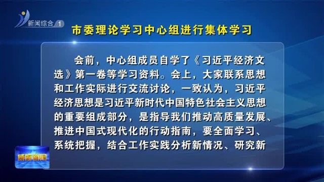 市委理论学习中心组进行集体学习