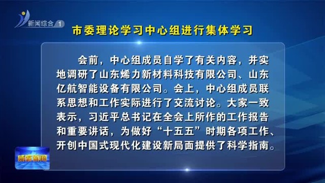 市委理论学习中心组进行集体学习