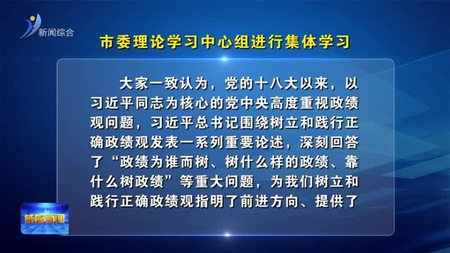 市委理论学习中心组进行集体学习